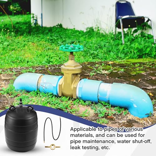 Image of Glooglitter 6 Inch Inflatable Pipe Plug Sewer Test Plug Rubber Plumbing Test Balloon Ball for Sewage Pipeline Inspection (with 39.37 Rubber Extension Hose)
