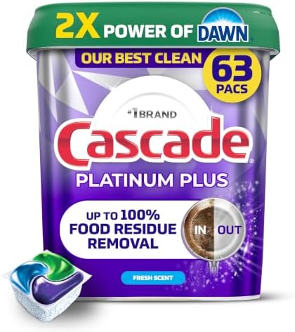 Cascade Platinum Plus Dishwasher Detergent Pods, Dish Detergent Soap, Fresh Scent, 63 Count - View 3