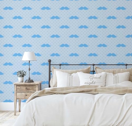 Papier peint bleu rénovation murale rapide sans colle vinyle