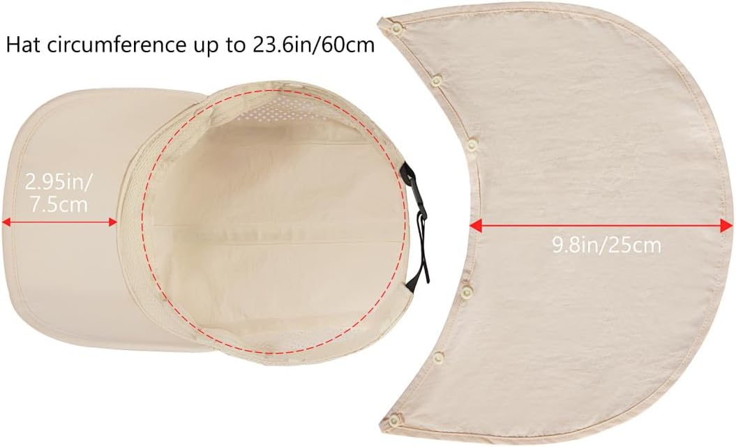 BASSDASH UPF 50+ Foldable Fishing Hat Baseball Cap with Removable Neck Flap Portable for Men Women Golf Hiking