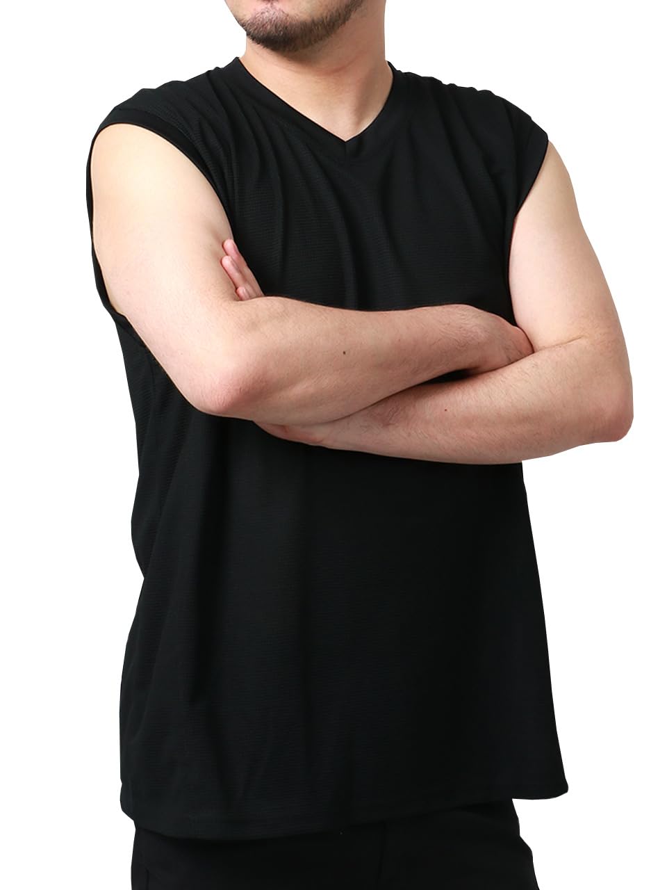 【80%OFF】【390円】 ディスカス メンズ ドライ Vネック ワッフル 吸汗速乾 抗菌消臭 ノースリーブシャツ