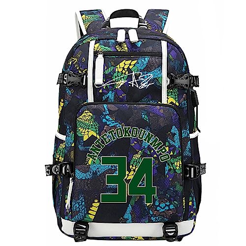 Mochila multifuncional G-Antetokounmpo jogador de basquete para viagem, estudante, laptop, ventiladores, livros, para homens e mulheres, Azul - 1, One Size, Esporte