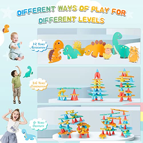 Homye Montessori Toys For 1 2 3 Year Old, Xxl Stacking Dinosaur Toys Wooden Building Blocks For Kids 5 6 7, Preschool Learning Toys Open-Ended Balance Games, Christmas Birthday Gifts For Kids 1-14 #TOP4