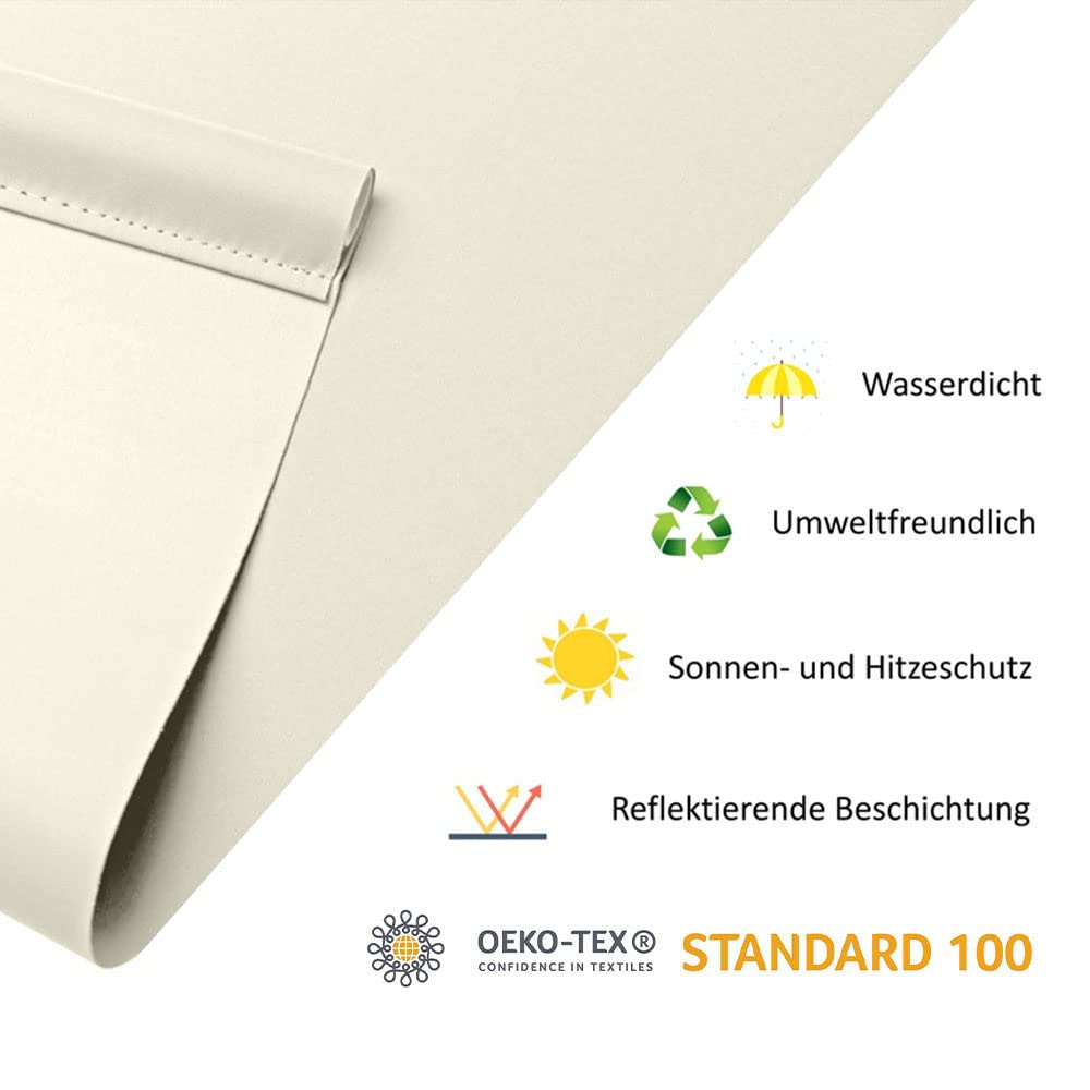 Store occultant thermique sans perçage - Revêtement de même couleur - Oeko-Tex Standard 100 - Protection visuelle - Protection solaire pour - 120 x 160 cm (largeur de tissu 116 cm) - Crème