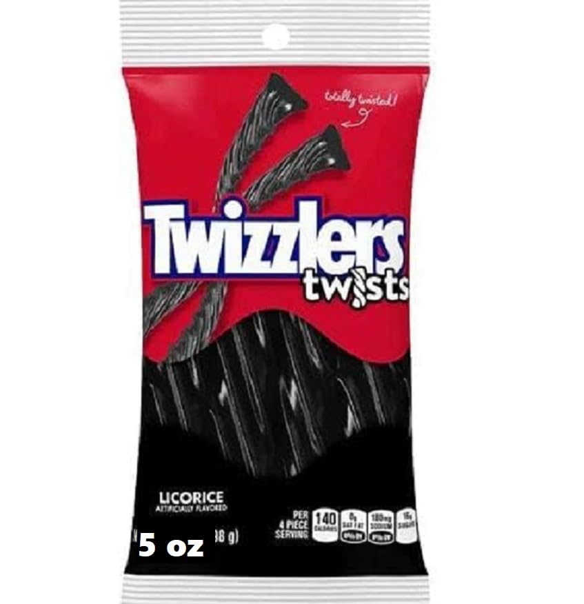 Miniatura 2 de Twizlers Black Regaliz Twists paquete de 4 caramelos masticables, regaliz original, caramelo suave con sabor a regaliz negro (5 onzas cada bolsa en