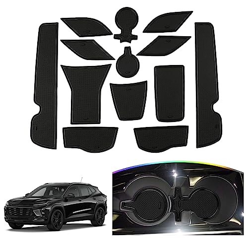 Image of SKTU 2024 2025 2026 Chevy Trax Door Slot Mat for 2024 2025 2026 Chevrolet Trax (LS,1RS,LT,2RS,ACTIV) 14PCS Fit 2024 2025 2026 Chevy Trax Accessories Door Compartment Cup Center Console Liners (Black)