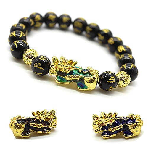Feng Shui Prosperity 10mm Hand Carved Mantra Bead Bracelet with Color Changed Pi Xiu/Pi Yao Attract Wealth and Good Luck4