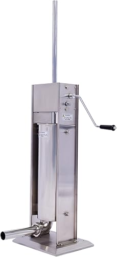 Miniatura 2 de Relleno de salchichas de 15 libras/7 L, máquina de rellenar de salchichas comercial de acero inoxidable, máquina de embutición vertical de doble