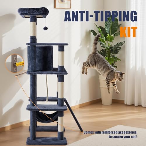 Torre para Gatos Multi-Niveles 63" con Rascadores y Plataformas miniatura 5