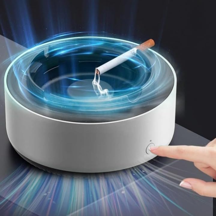 Prachit Portable Smokeless Ashtray, Air Purifier Smoke & Sand, Indoor Smoke and Odorless Cleaning Car Ashtray Cigarette Mud Ashtray for Home, Office, Hotel, Car (Grey)