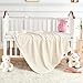 Eonkasp Soft Fleece Baby Blanket Ultra Cozy Baby Blankets for Boys Girls Warm and Lightweight Infant Toddler Newborn Receiving Gift with Reversible Stripes for Crib Stroller, 30x40 Inch, Cream