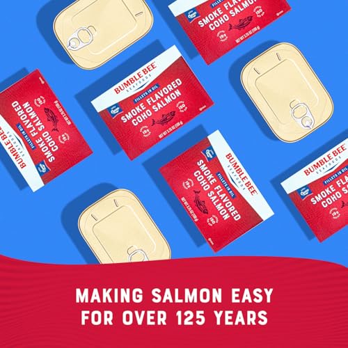 Image of Bumble Bee Smoked Red Coho Salmon Fillets in Oil, 3.75 oz (Pack of 2) | 19g Protein per Can, Omega-3 Rich, Gluten Free, Keto Friendly, Skinless & Boneless, Ready to Eat