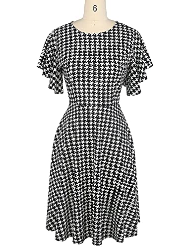 Image of oxiuly Wedding Church Vintage Cocktail Dresses with Pockets Summer Casual Floral Dress for Women Flare376