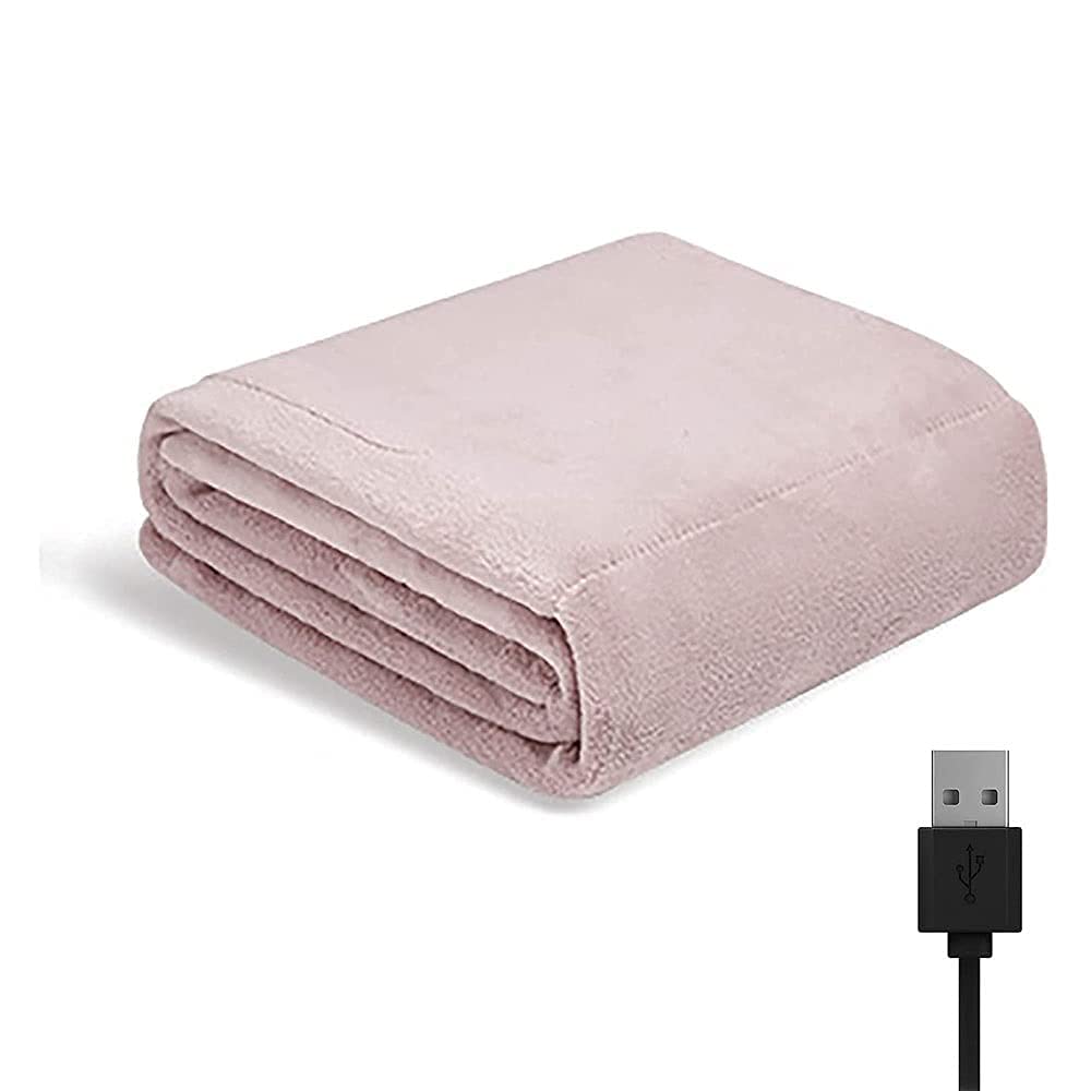 Electric USB Interface,Home Travel Heated Blanket,Super Soft and Warm Blankets with 3 Heating Levels,5V Low Voltage,for Airplane/Car/Office (Color:Pink) (Pink)