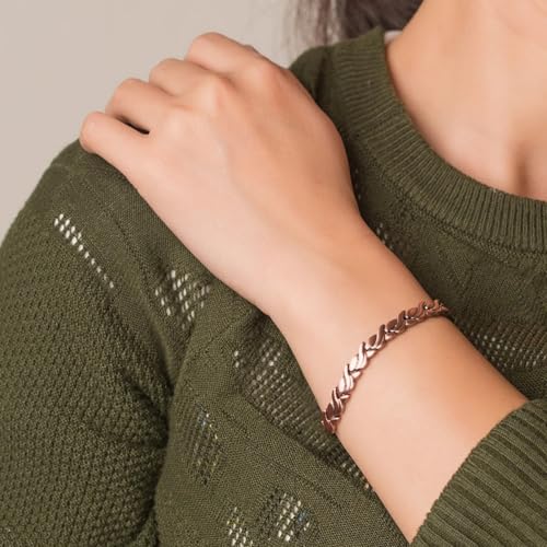 Image of Copper Bracelet for Women 99.9% Pure Copper Crystal Bracelets Link Chain Charm Jewelry Present 3500 Gauss with Adjustment Tool