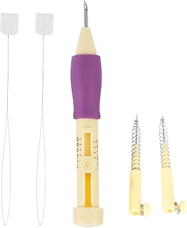 Kit de Aguja de Perforación, Herramienta de Aguja de Punta de Bordado Ajustable con 3 Tamaños Agujas Pluma para Adultos Costuras para Principiantes Nave Artesanía de Bricolaje (#1)