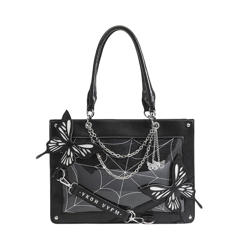 Cute Y2K Gothic Handbag Women, Trendy Aesthetic Vintage Goth Punk Croquette Top Handle Kawaii Shoulder Crossbody Bag