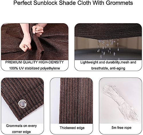 Voile d'ombrage rectangle 2x5m marron CUSMA pour terrasse et jardin - 7