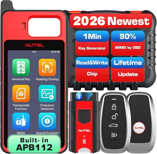 Autel MaxiIM KM100(X) Key Fob Programmer, Lifetime Renewal, 2025 Newest Lite of IM508 IM608 Programming Tool, 60s Key Generation, OBD IMMO Learning, Chip Read Write Clone, Built-in APB112