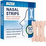 BIZEE Nasal Strips 50 Pcs Nose Strips for Snoring Relief, Anti-Snoring Devices for Men and Women, Drug-Free Nose Strips to Relieve Congestion from Colds or Allergies,Snore Strips for Sports and Sleep