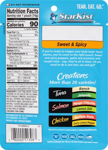 Image of StarKist Tuna Creations Sweet & Spicy, Single Serve Pouch, 2.6 oz (Pack of 8)