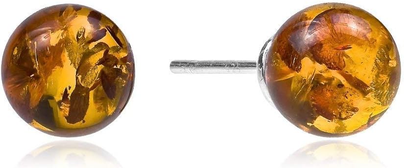 Ian and Valeri Co. Amber Sterling Silver Stud Ball Earrings