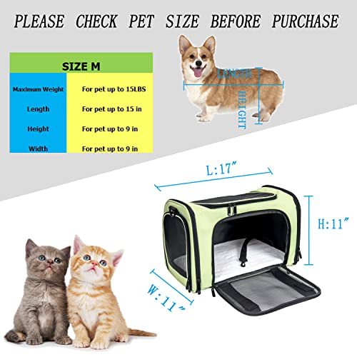 NextFri Soft Sided Carrier for Small Medium Cats Dogs,TSA Airline Approved Collapsible Travel Pet Carrier Medium Green by NextFri - Used condition - Image 4