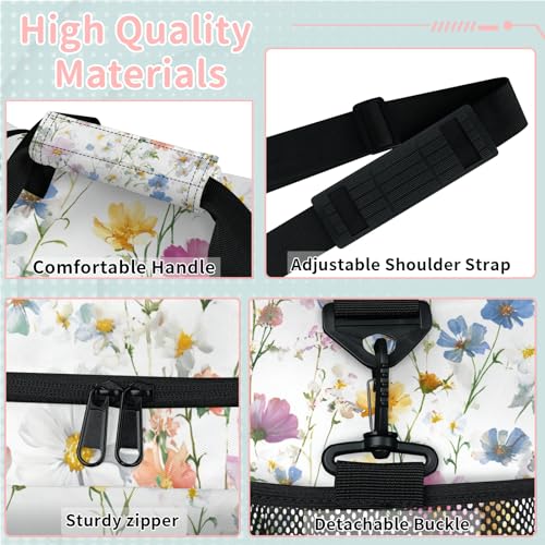 Flowers Daisy Blue Purple Travel Duffel Bag Weekender Overnight Bags for Women Men Foldable Waterproof Tote Bag with Trolley Sleeve3