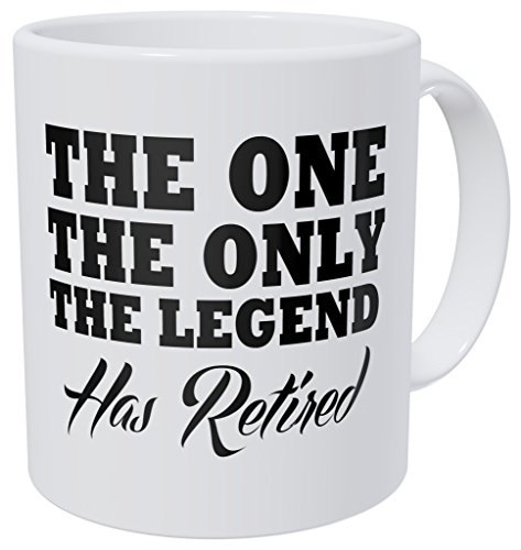 Aviento - Tazza da caffè con scritta in inglese"Retirement The One Only Legend Has Retire", in ceramica AAA, 490 g, colore: Bianco