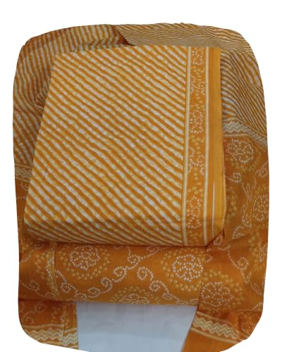 Image of DRAVINAM Trends Women's Premium Cambric Cotton Jaipuri Printed Unstitched Salwar Suit Dress Material with Mulmul Cotton Dupatta