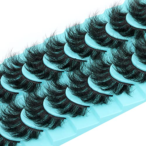 Wiwoseo False Eyelashes Dramatic Mink Lashes Fluffy Wispy Crossing Eyelashes 3D Effect Full Of Volume Faux Mink Lashes Super Fluffy 20Mm Fake Eyelashes 10 Pairs Pack #TOP5