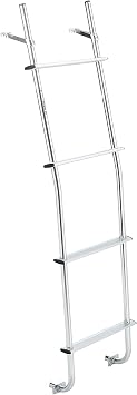 Surco A103 Universal Style Aluminum 4-Step Van Ladder - Compatible with Select Chevrolet G-Series/Express; Dodge B-Series/Ram; Ford E-Series; GMC G-Series/Savana + More; Brite Dipped Polished Finish