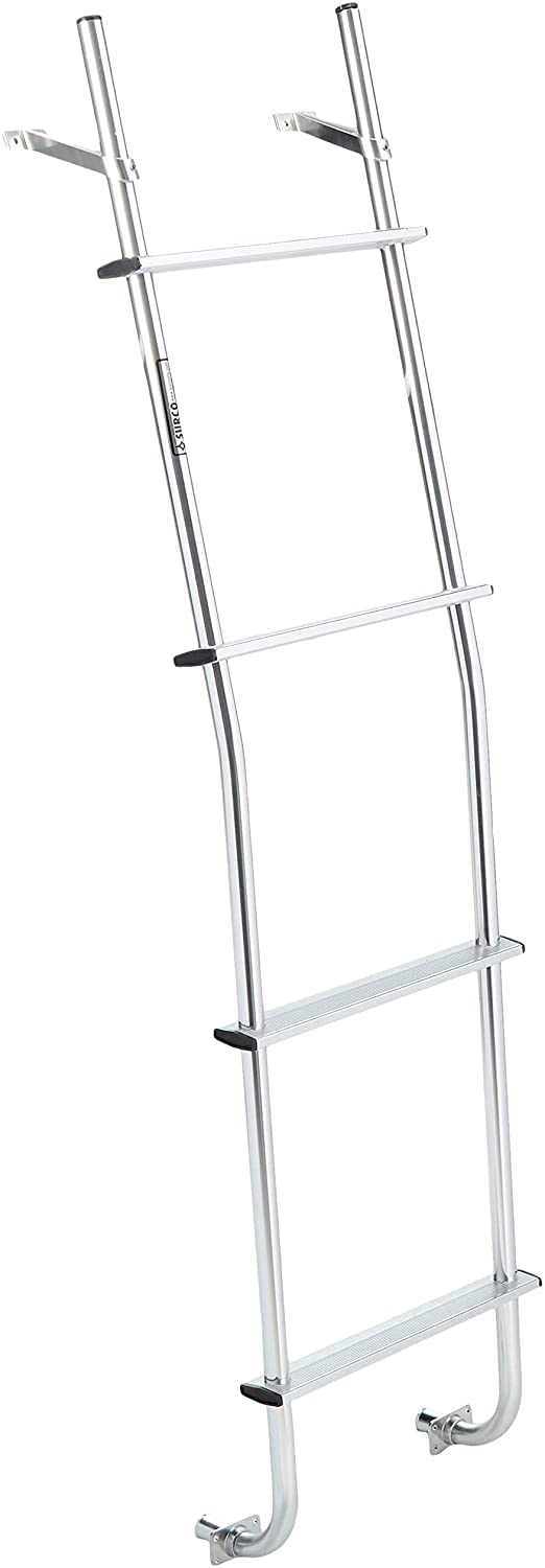 A103 Universal Style Aluminum 4-Step Van Ladder - Compatible with Select Chevrolet G-Series/Express; Dodge B-Series/Ram; Ford E-Series; GMC G-Series/Savana + More; Brite Dipped Polished Finish