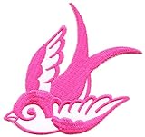 Aufnäher zum Aufbügeln oder Aufnähen, Motiv: Schwalben, Rockabilly, Biker, Tattoo, Vogel