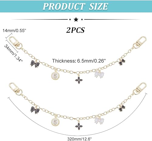 Miniatura 2 de WADORN 2 extensores de correa de cadena para bolso, 12.7 pulgadas, extensor de cadena para bolsa de hombro, con forma de lazo, reemplazo de cadena