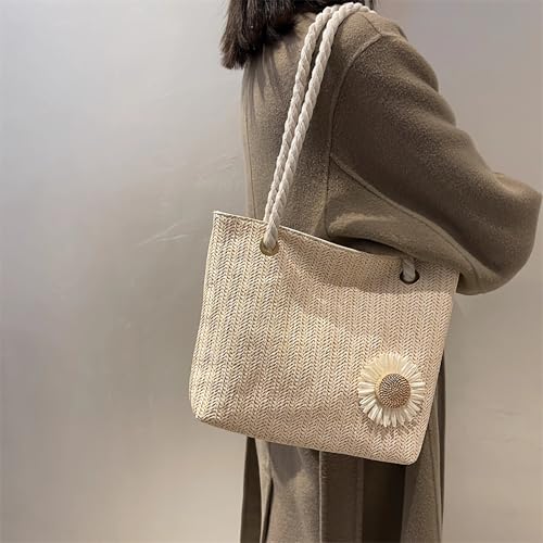 Bolso tejido para mujer, tote de playa miniatura 2