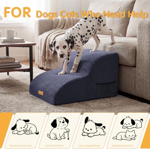 Image of Topmart High Density Extended Foam Dog Ramp&Steps 2 Tiers,11.8 inch High | Non-Slip Dog Stairs,Soft Foam Pet Ladder with Removable Cover,Best for Injured,Older Cats,Pets with Joint Pain