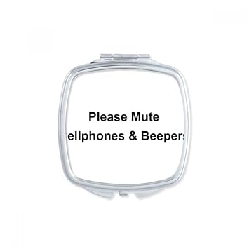 Mute Cellphones & Beepers Symbol Square Mirror Portable Compact Pocket Makeup Double Sided Glass