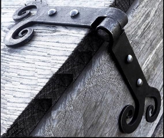 Handmade Forged Hinge for Boxes & Gates - Wrought Iron Black Finish Decorative Ornamental Door Hinge - Rustic Hardware 4x3 Inch