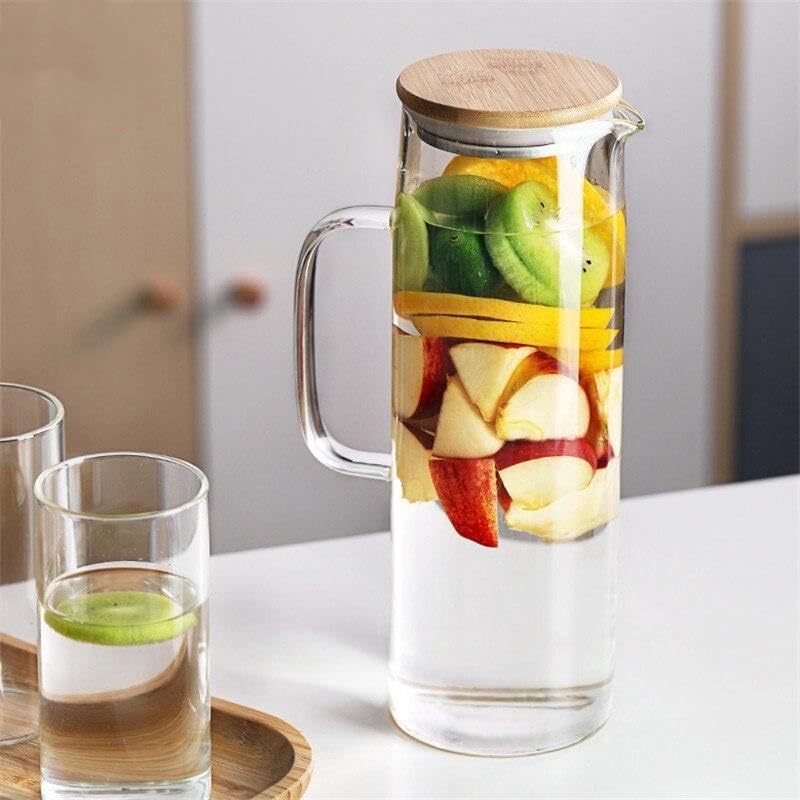 Image of Wringo Premium 7pc Crystal Water Jug with Glass Set and Jug Set Combo,Freezer Safe and Dishwasher Safe (6 Pieces Glasses 200ML and 1 Water Juice Jug 1 Liter), Transparent, Glass and Jug Set (WS-13)