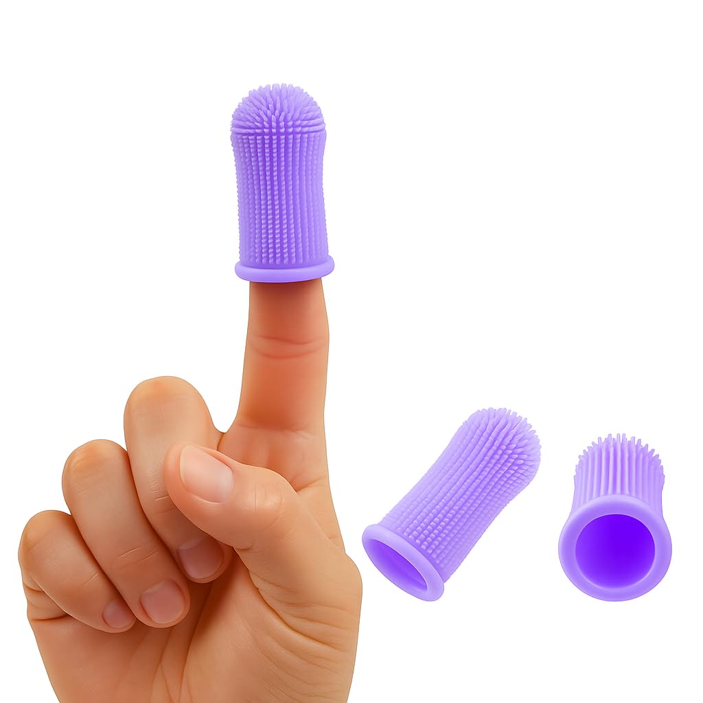 Escova Dental Pet 360° de Silicone – Kit 2 Unidades | Higiene Bucal para Cães e Gatos | Anti-Tártaro e Mau Hálito