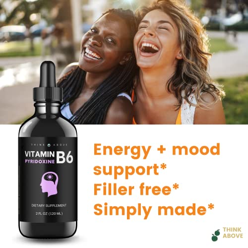 Vitamin B6 Liquid Drops - Pyridoxine Hcl - B6 Vitamins Support Brain Function, Immune System, Nervous System And Mood - 17 Mg 1000% Dv - Gluten And Filler Free - 30 Day Supply - (2 Oz) For Adults #TOP1