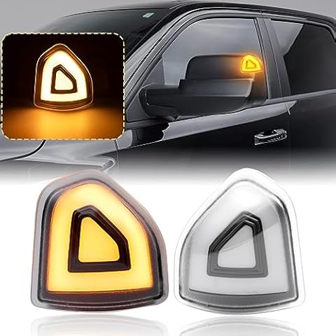 Aexploer Side Tow Mirror Turn Signal Lights LED Compatible with Ram 1500 2010-2023/for Ram 1500 Classic 2019-2022/for Ram 2500 2010-2018/for Ram 3500 2010-2021 Amber Yellow Blink Marker (Clear Len) Cover