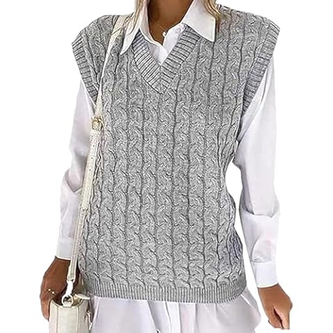 Sleeveless Chunky Knit V Neck Jumper Cover