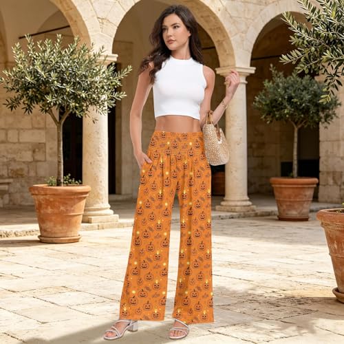 Pantalon palazzo taille haute anti-compression avec poches intégrées - 5