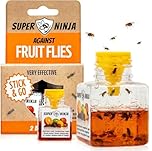 Super Ninja Fruit Fly Trap - 2 pack, Highly Effective Fruit Fly Killer for Home & Kitchen, Up to 3 Weeks of Performance per Bottle, Child & Pet Friendly