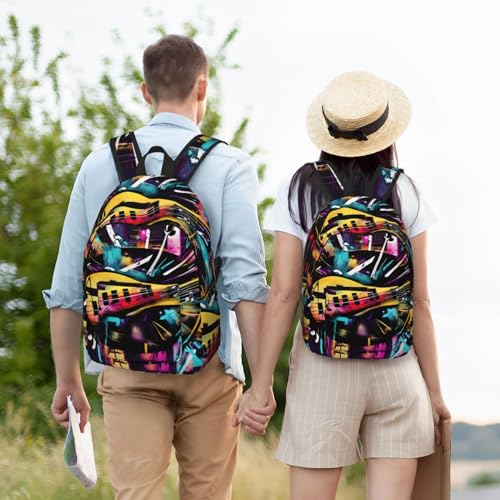 Sac à dos ordinateur portable et sac à livres imprimé piano avec compartiments