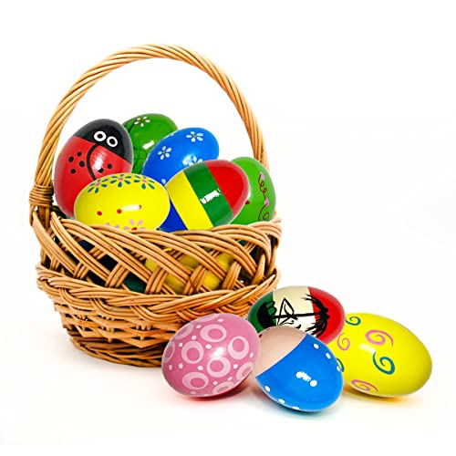 Jofan 12 Pack Wooden Percussion Musical Shake Eggs Easter Egg Shakers For Kids Boys Girls Toddlers Easter Basket Stuffers Gifts #TOP2