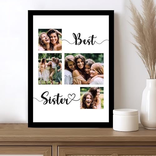 Image of Art Street Customized Best Sister with 4 Photo Collage print for Sister, Brother Gifts Photo Frame With Photo Upload, Birthday, Gift for Husband, Couple, Brother, Sister, Rakhi (A4)