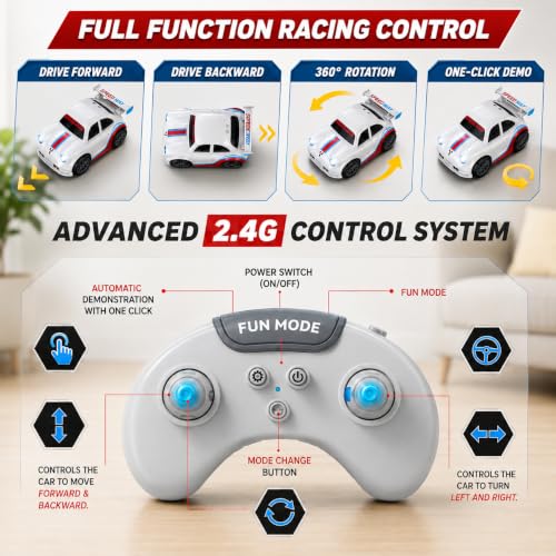 Image of Remote Control Intelligent Sensor Drift Car for Kids | 4WD Mini RC Drifting Car with Follow Me & Escape Mode, Music, LED Lights | Interactive Toy Gift for Boys and Girls (White)